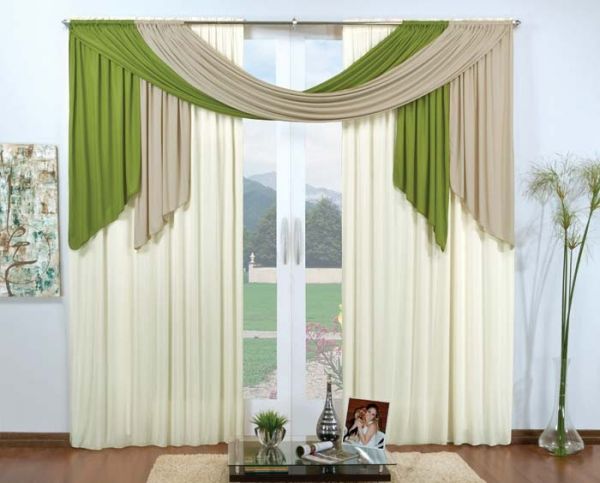 Cortina Nathália Malha Verde/bege